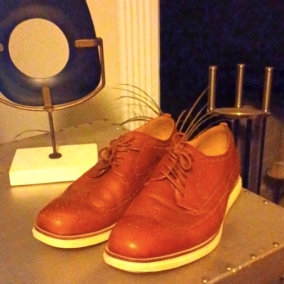 COLE HAAN Grand OS Cognac Leather Wingtip Sneakers main image 7